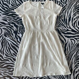 Beautiful Ann Taylor lace eyelet white skater women’s mini dress NWT size 4